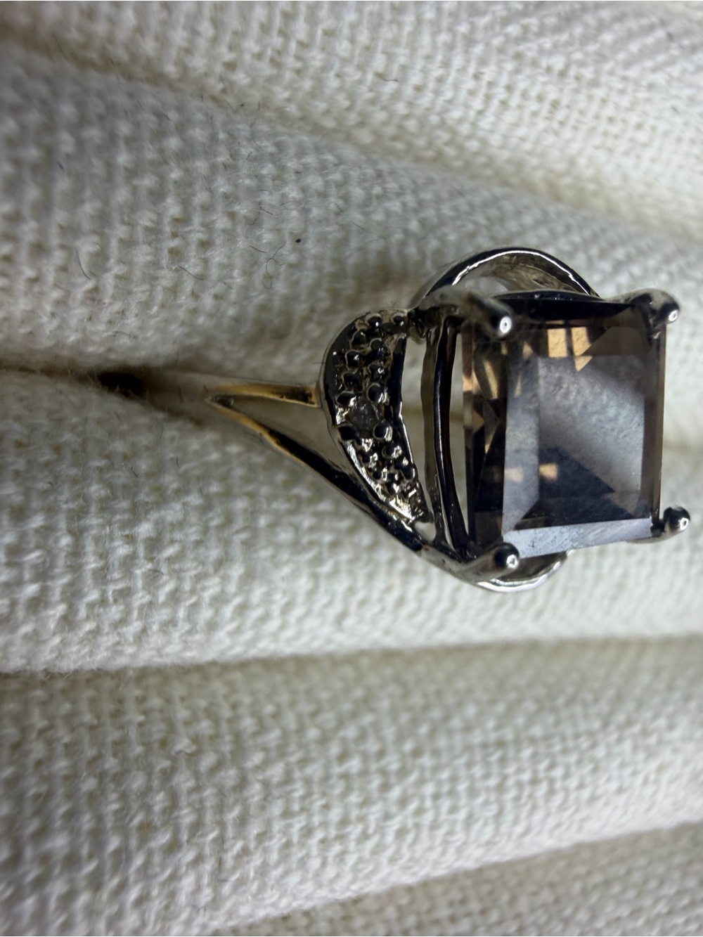 Sterling Silver Smoky Quartz Cocktail Ring in Deep Brown-Black